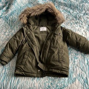 Winter coat faux fur hood kids